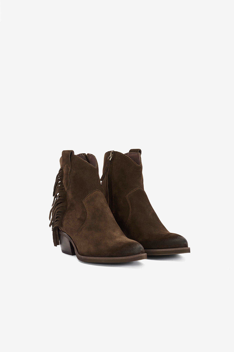 Stivaletti in Camoscio T.Moro con Frange e Zip Laterale - Victoria