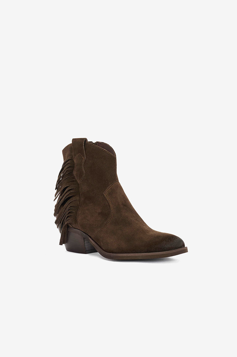 Stivaletti in Camoscio T.Moro con Frange e Zip Laterale - Victoria